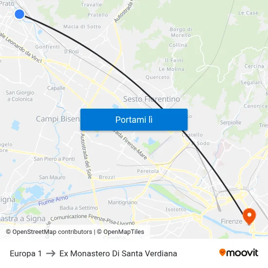 Europa 1 to Ex Monastero Di Santa Verdiana map