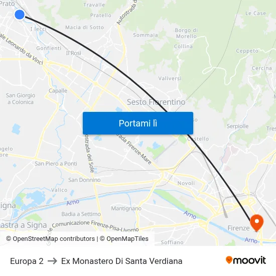 Europa 2 to Ex Monastero Di Santa Verdiana map