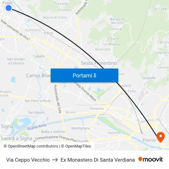 Via Ceppo Vecchio to Ex Monastero Di Santa Verdiana map