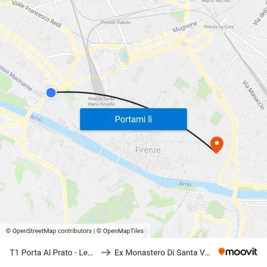 T1 Porta Al Prato - Leopolda to Ex Monastero Di Santa Verdiana map
