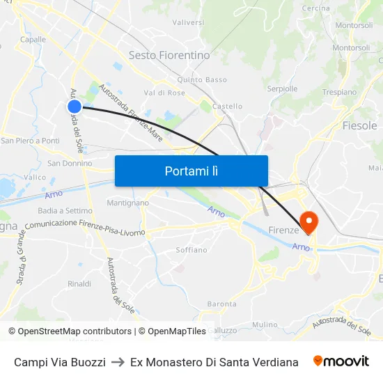 Campi Via Buozzi to Ex Monastero Di Santa Verdiana map