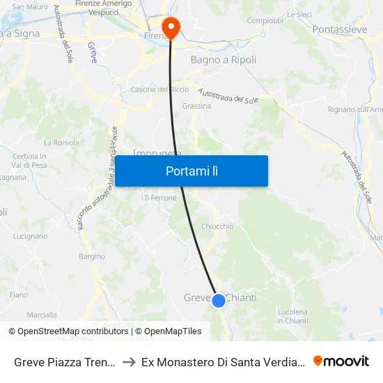 Greve Piazza Trento to Ex Monastero Di Santa Verdiana map