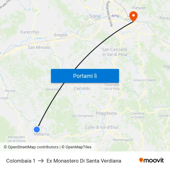 Colombaia 1 to Ex Monastero Di Santa Verdiana map