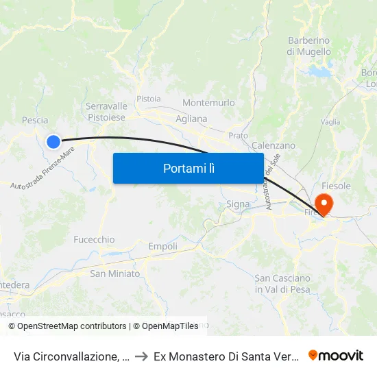 Via Circonvallazione, 118 to Ex Monastero Di Santa Verdiana map