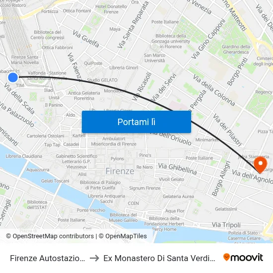 Firenze Autostazione to Ex Monastero Di Santa Verdiana map