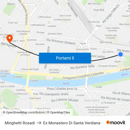 Minghetti Rosadi to Ex Monastero Di Santa Verdiana map