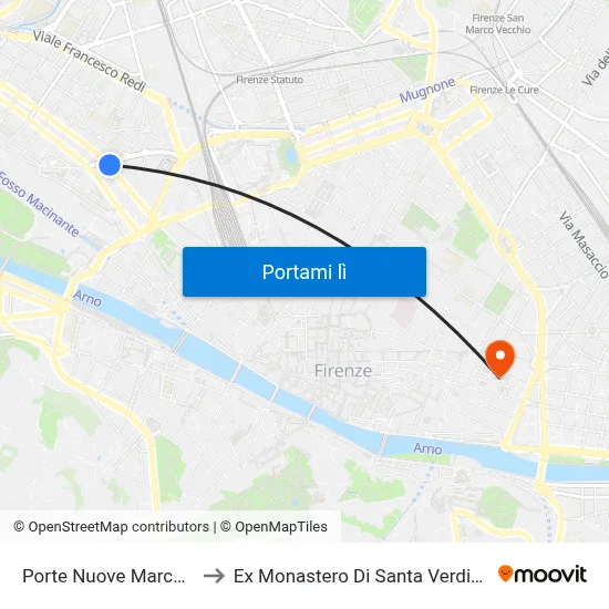 Porte Nuove Marcello to Ex Monastero Di Santa Verdiana map