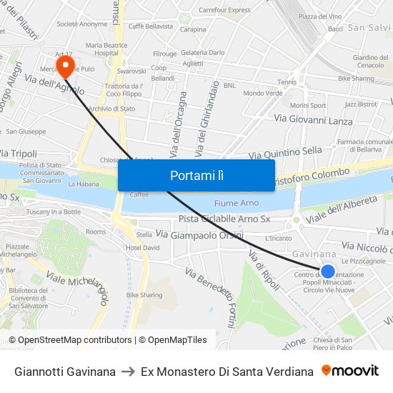 Giannotti Gavinana to Ex Monastero Di Santa Verdiana map