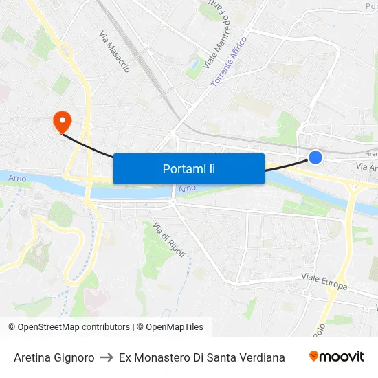 Aretina Gignoro to Ex Monastero Di Santa Verdiana map