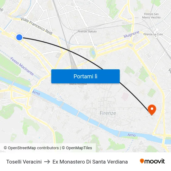 Toselli Veracini to Ex Monastero Di Santa Verdiana map