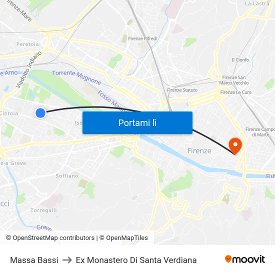 Massa Bassi to Ex Monastero Di Santa Verdiana map