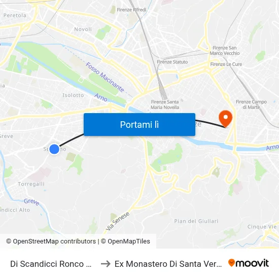 Di Scandicci Ronco Corto to Ex Monastero Di Santa Verdiana map