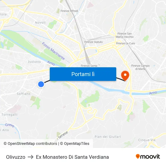 Olivuzzo to Ex Monastero Di Santa Verdiana map
