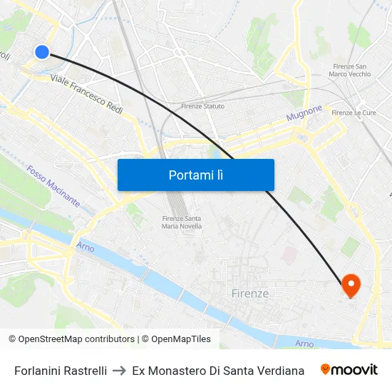 Forlanini Rastrelli to Ex Monastero Di Santa Verdiana map