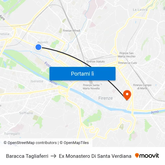 Baracca Tagliaferri to Ex Monastero Di Santa Verdiana map