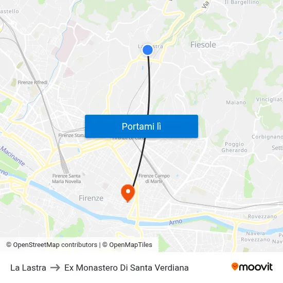La Lastra to Ex Monastero Di Santa Verdiana map