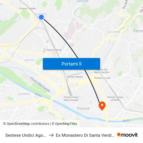Sestese Undici Agosto to Ex Monastero Di Santa Verdiana map