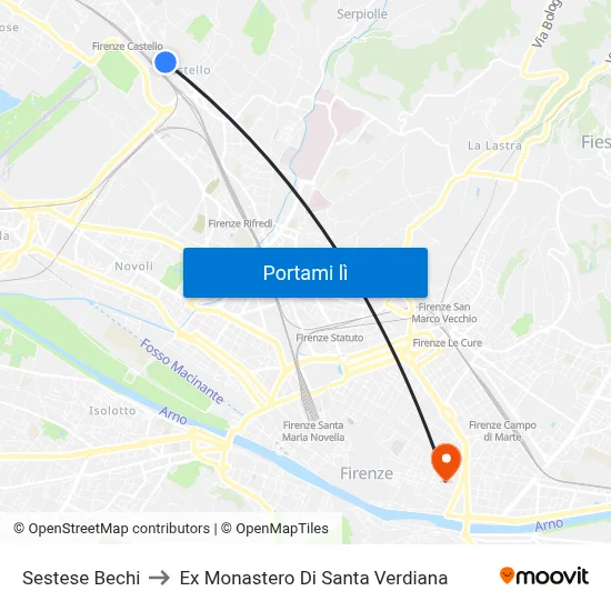 Sestese Bechi to Ex Monastero Di Santa Verdiana map