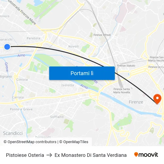 Pistoiese Osteria to Ex Monastero Di Santa Verdiana map