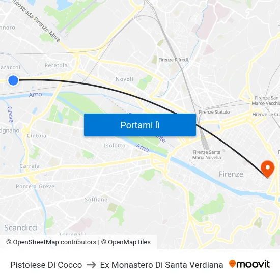 Pistoiese Di Cocco to Ex Monastero Di Santa Verdiana map