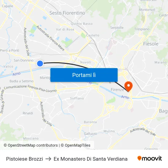 Pistoiese Brozzi to Ex Monastero Di Santa Verdiana map