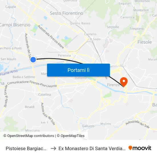 Pistoiese Bargiacchi to Ex Monastero Di Santa Verdiana map