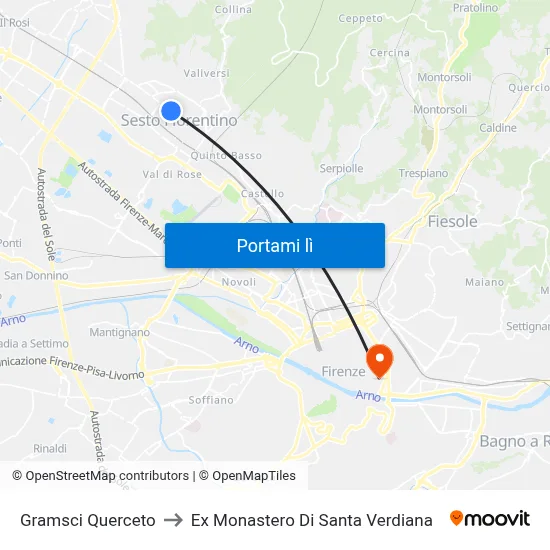 Gramsci Querceto to Ex Monastero Di Santa Verdiana map