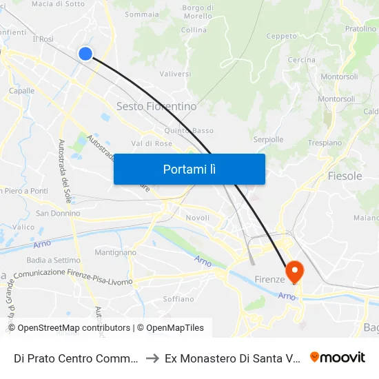 Di Prato Centro Commerciale to Ex Monastero Di Santa Verdiana map