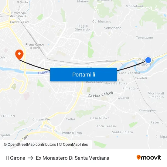 Il Girone to Ex Monastero Di Santa Verdiana map