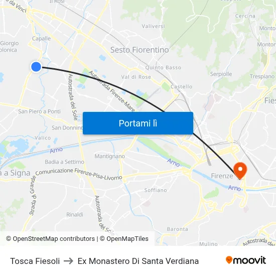 Tosca Fiesoli to Ex Monastero Di Santa Verdiana map