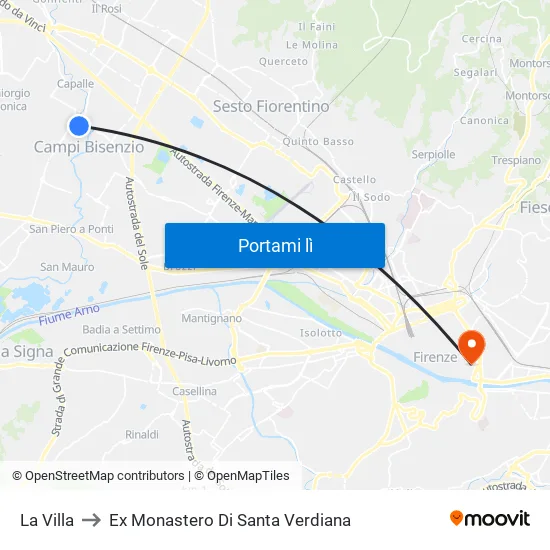 La Villa to Ex Monastero Di Santa Verdiana map