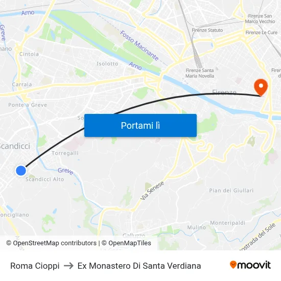 Roma Cioppi to Ex Monastero Di Santa Verdiana map