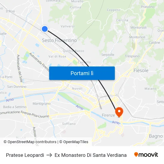 Pratese Leopardi to Ex Monastero Di Santa Verdiana map