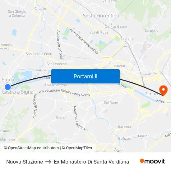 Nuova Stazione to Ex Monastero Di Santa Verdiana map