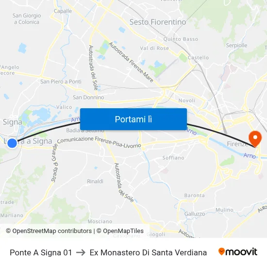 Ponte A Signa 01 to Ex Monastero Di Santa Verdiana map