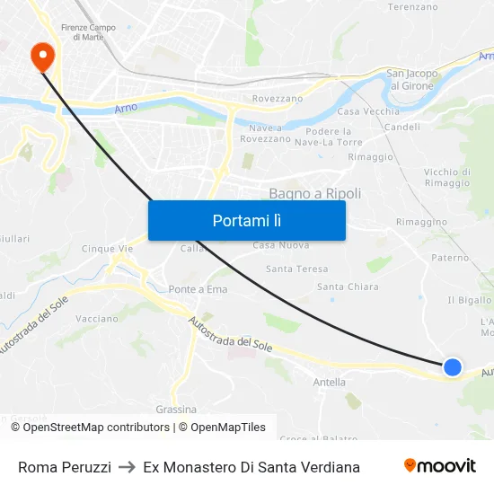 Roma Peruzzi to Ex Monastero Di Santa Verdiana map