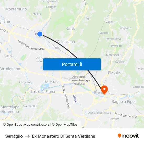 Serraglio to Ex Monastero Di Santa Verdiana map