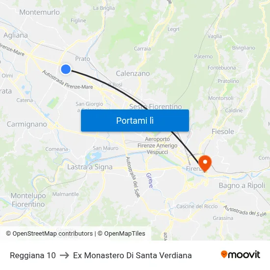 Reggiana 10 to Ex Monastero Di Santa Verdiana map