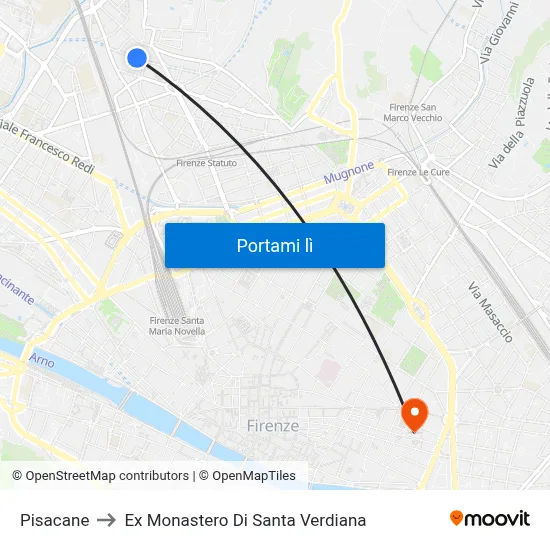 Pisacane to Ex Monastero Di Santa Verdiana map