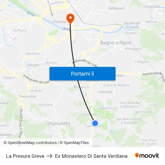 La Presura Greve to Ex Monastero Di Santa Verdiana map