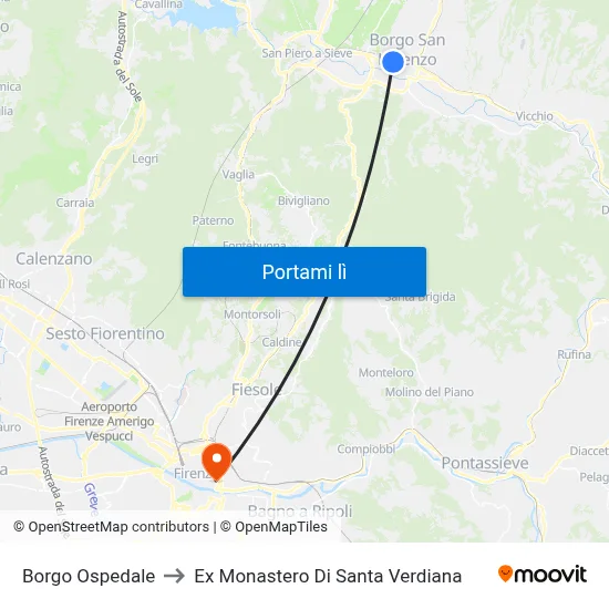 Borgo Ospedale to Ex Monastero Di Santa Verdiana map