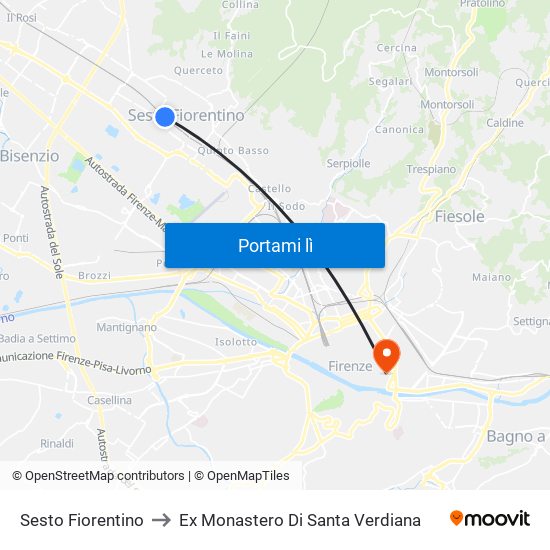 Sesto Fiorentino to Ex Monastero Di Santa Verdiana map
