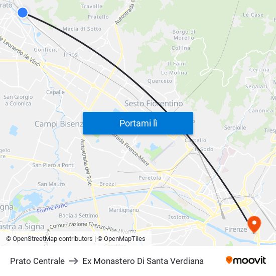 Prato Centrale to Ex Monastero Di Santa Verdiana map