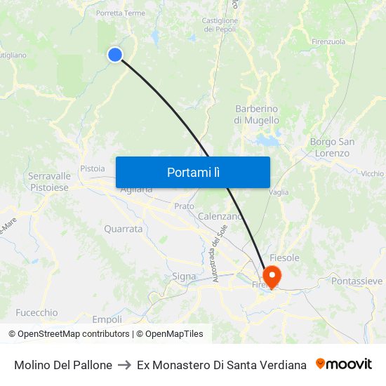 Molino Del Pallone to Ex Monastero Di Santa Verdiana map