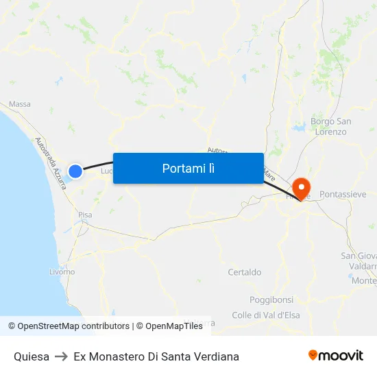 Quiesa to Ex Monastero Di Santa Verdiana map