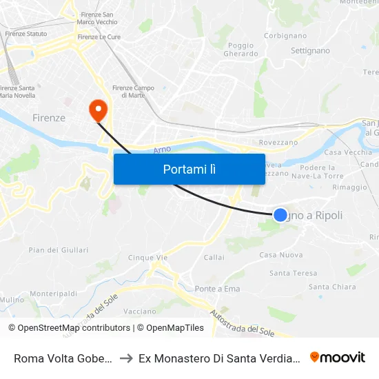 Roma Volta Gobetti to Ex Monastero Di Santa Verdiana map