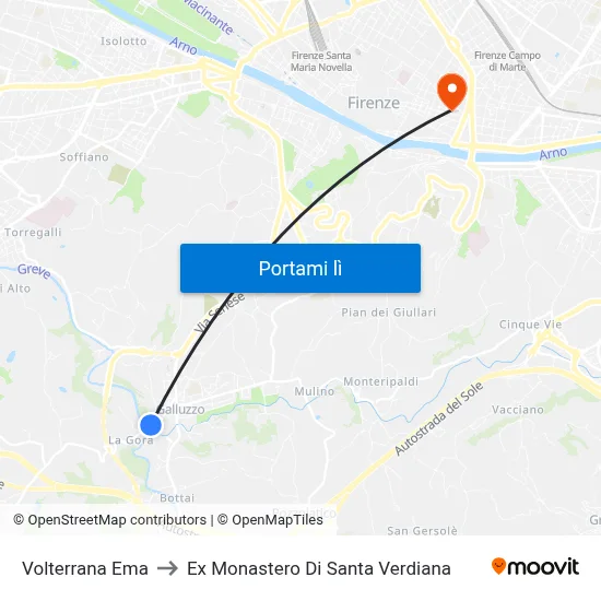 Volterrana Ema to Ex Monastero Di Santa Verdiana map
