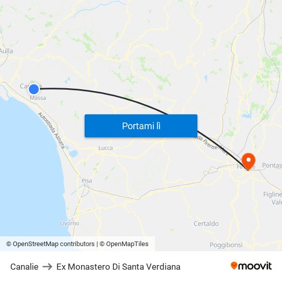 Canalie to Ex Monastero Di Santa Verdiana map