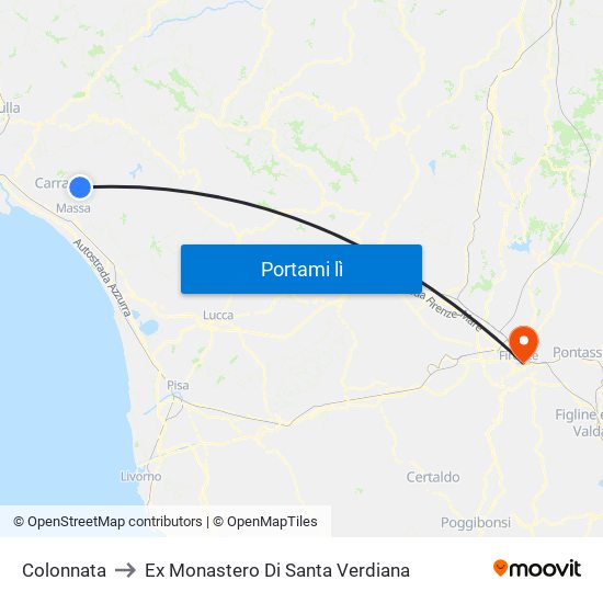 Colonnata to Ex Monastero Di Santa Verdiana map