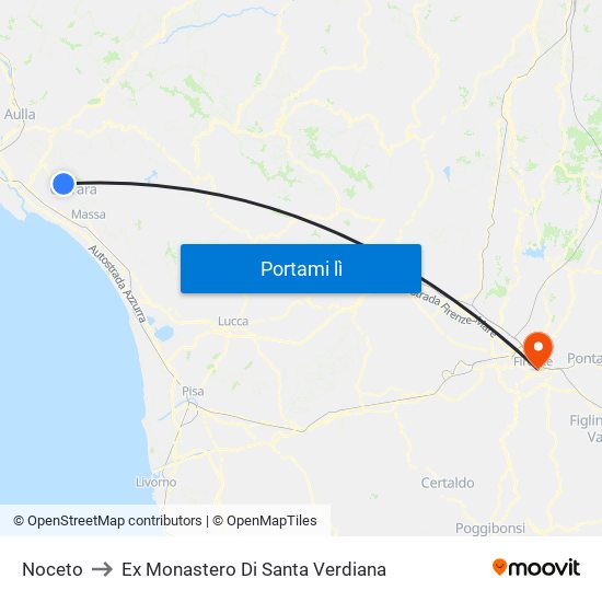 Noceto to Ex Monastero Di Santa Verdiana map